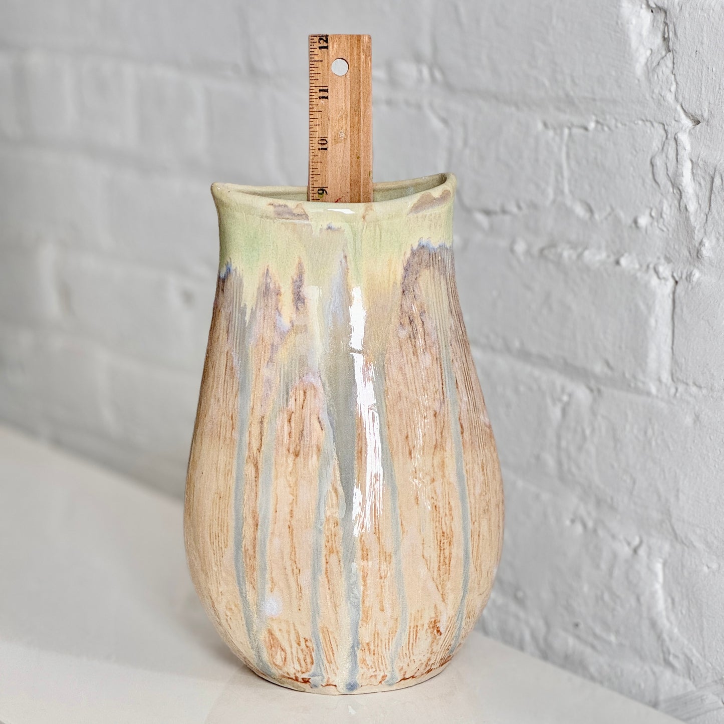 Textured Blue-Green Tulip Vase