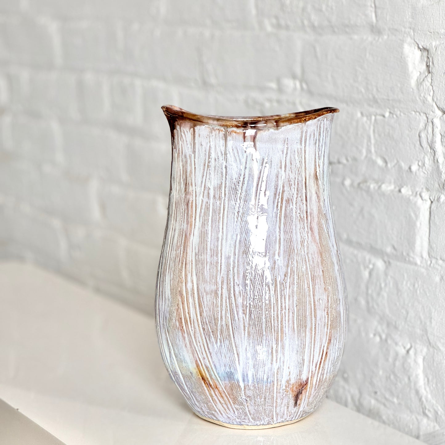 Textured White Tulip Vase