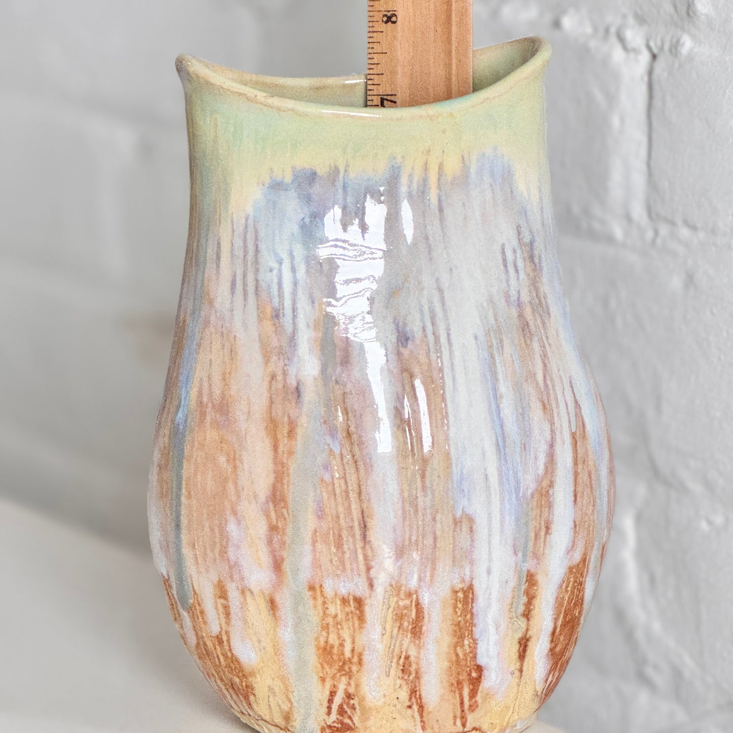 Textured Blue-Green Tulip Vase