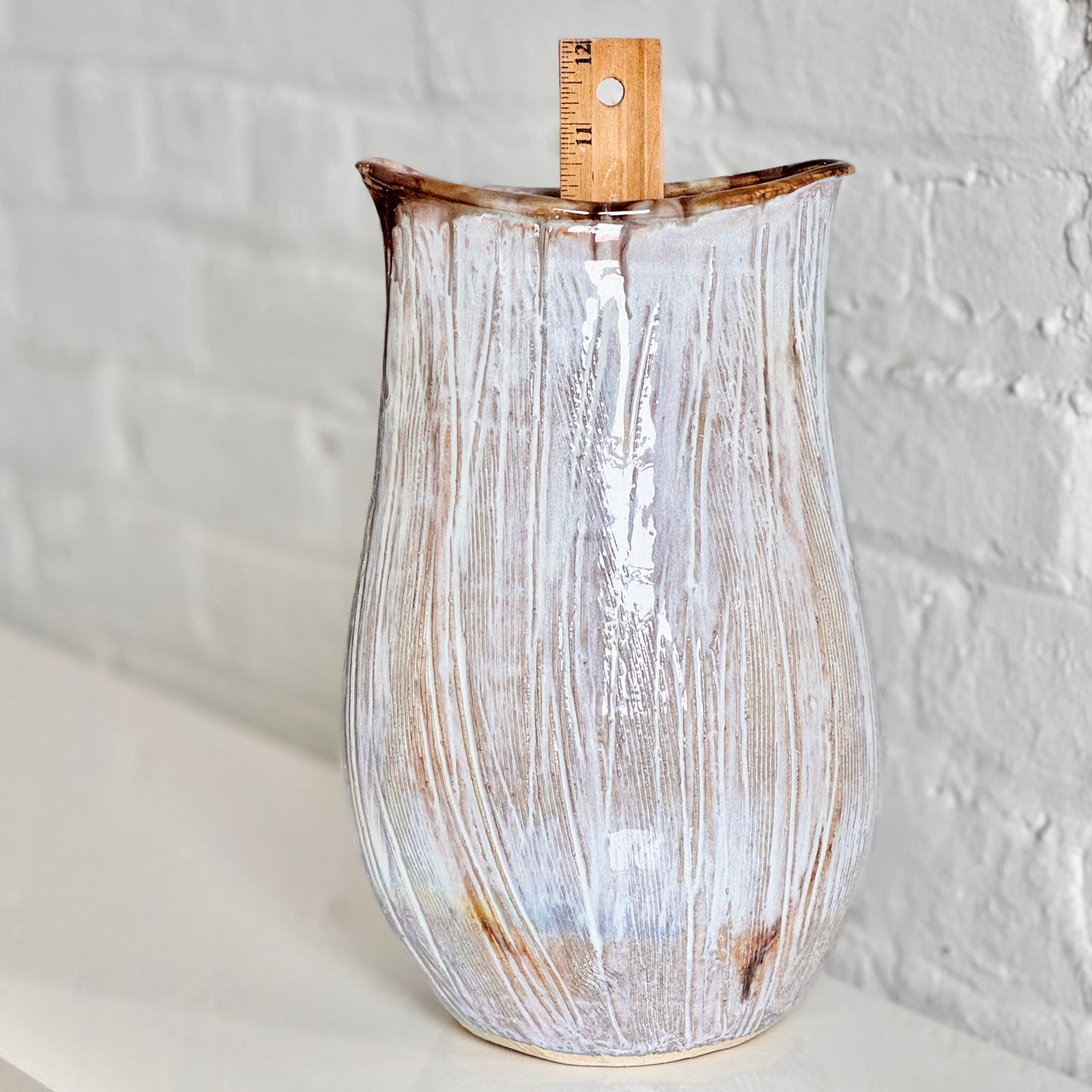 Textured White Tulip Vase