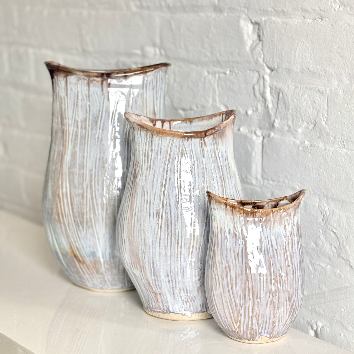 Textured White Tulip Vase