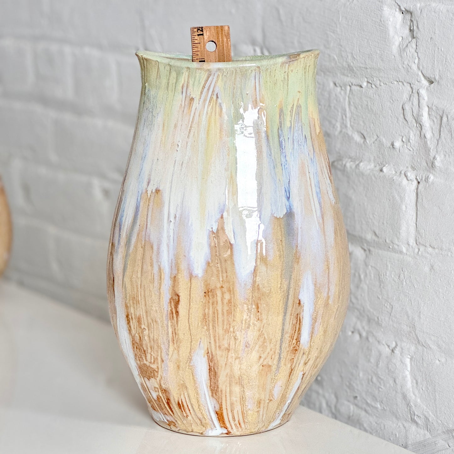 Textured Blue-Green Tulip Vase