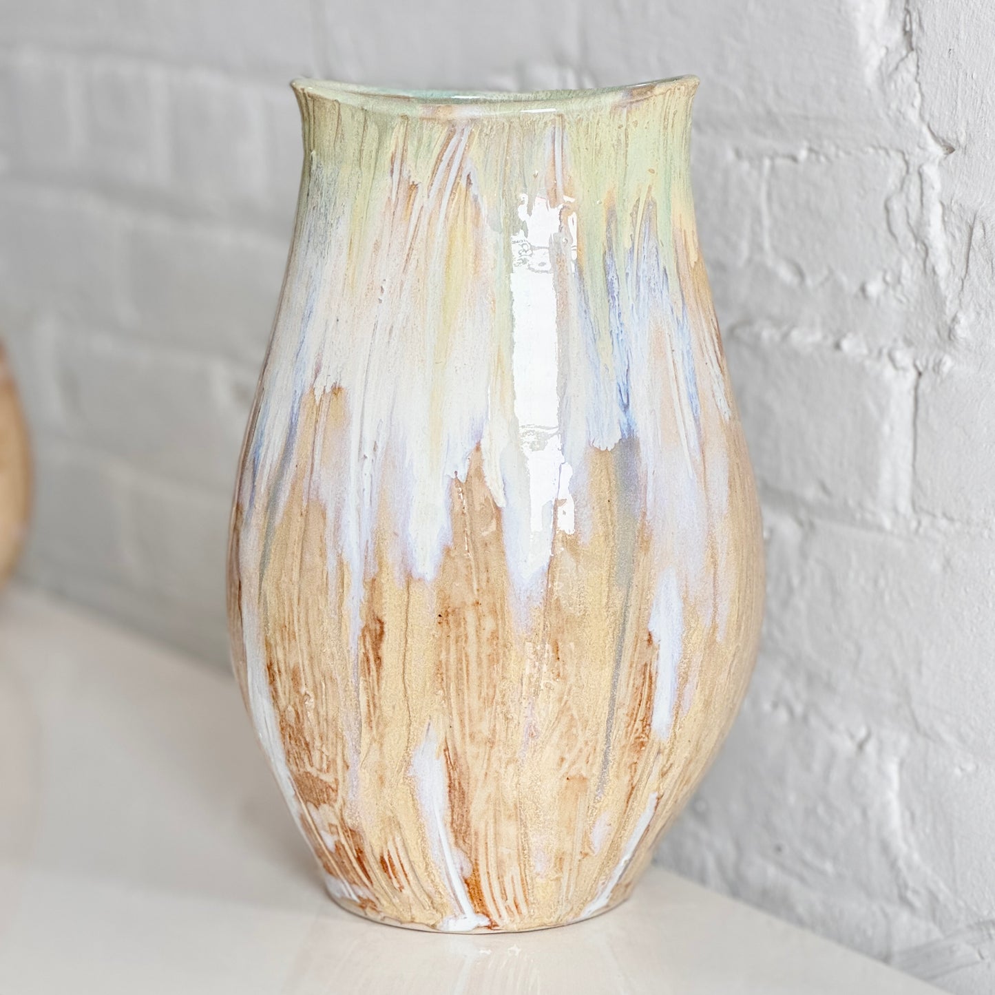 Textured Blue-Green Tulip Vase