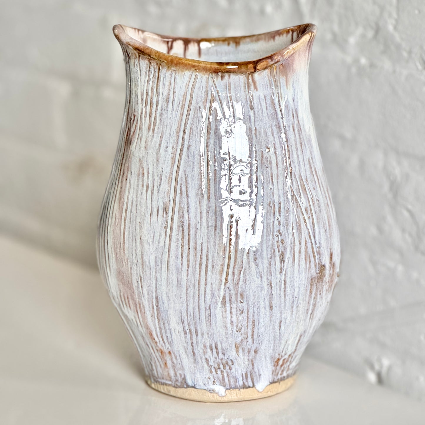 Textured White Tulip Vase